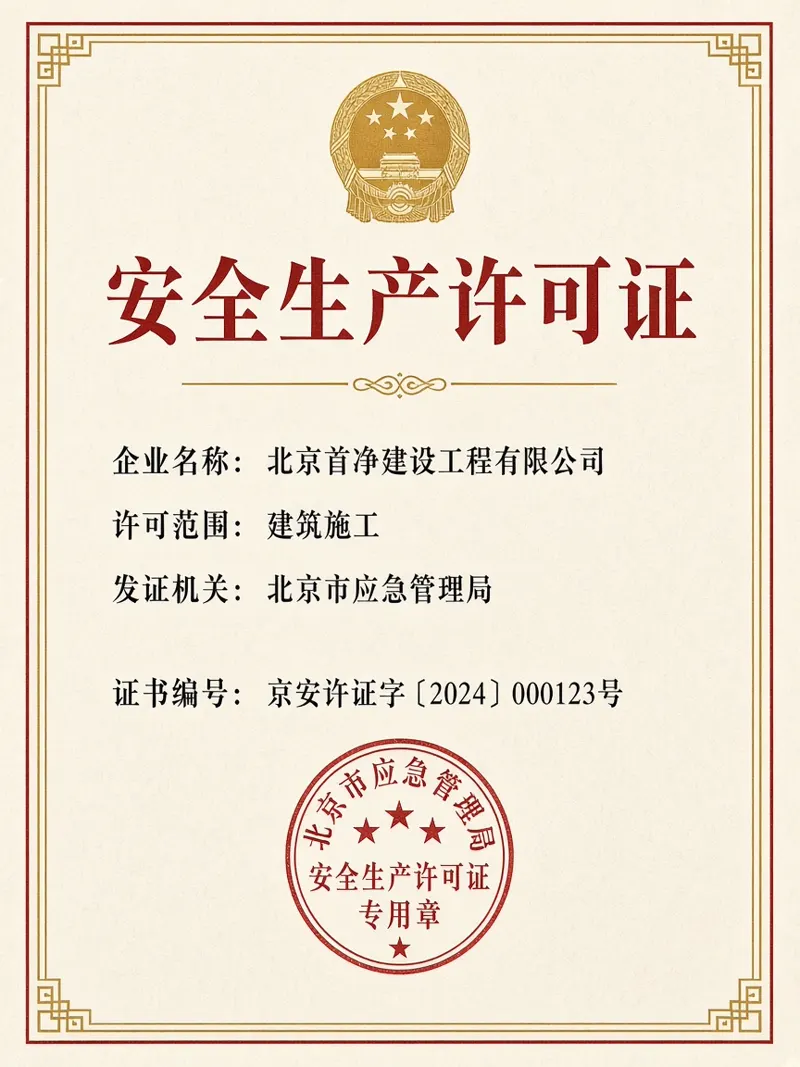 北京首净建设工程有限公司安全生产许可证